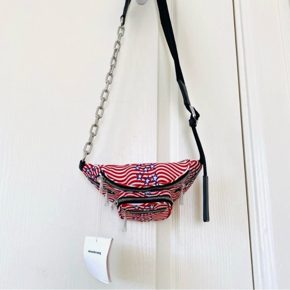 Alexander Wang Red and Black Crossbody Bag with Chain Detail - Picture 4 of 16